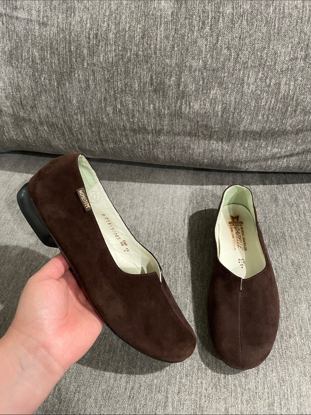 MEPHISTO Gazelle Chocolate Brown Suede Ballet Flats Size 9 US
